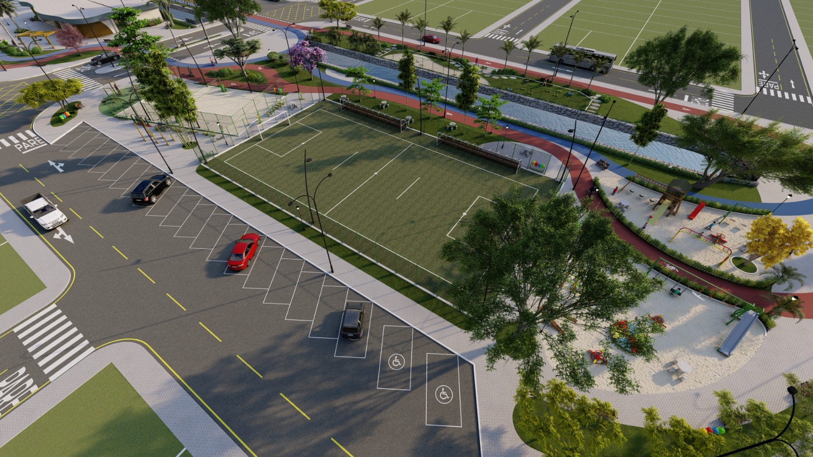 Campo e espaços para esporte